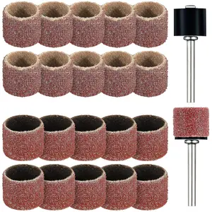 Pet Nail Grinder Replacement Kit with Grit Sanding Bands Black Grinding Drums Dog Claw Grooming Care Supplies 1/2 Inch 60 Grit and 100 Grit