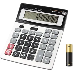 F-RDC08  Large Electronic Calculator Counter Solar & Battery Power 12 Digit Display Multi-Functional Big Button for Business Office School Calculating (1 x Calculator)