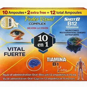 10in1 Hierro Vitamin B12 Antioxidant Dietary Supplement 12 vials 3 en 1 Balanced Wellness Nutrient Support Fast Absorbing Liquid 12 ampoules