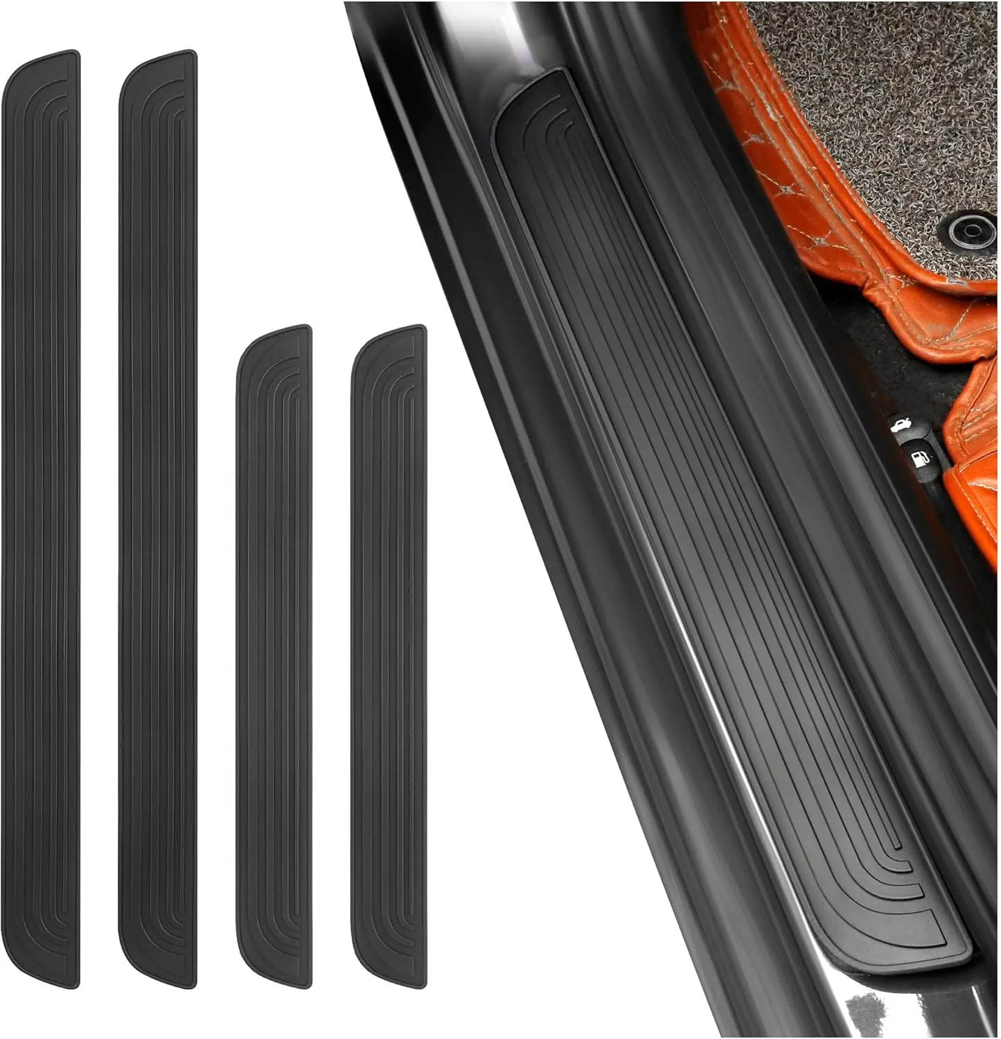 4PCS Car Door Sill Protector,Anti-Scratch & Waterproof Car Door Sills Scratch Protection, Car Exterior Accessories Automotive Door Entry Guard for Car,Truck,SUV (Black, Width 1.57")