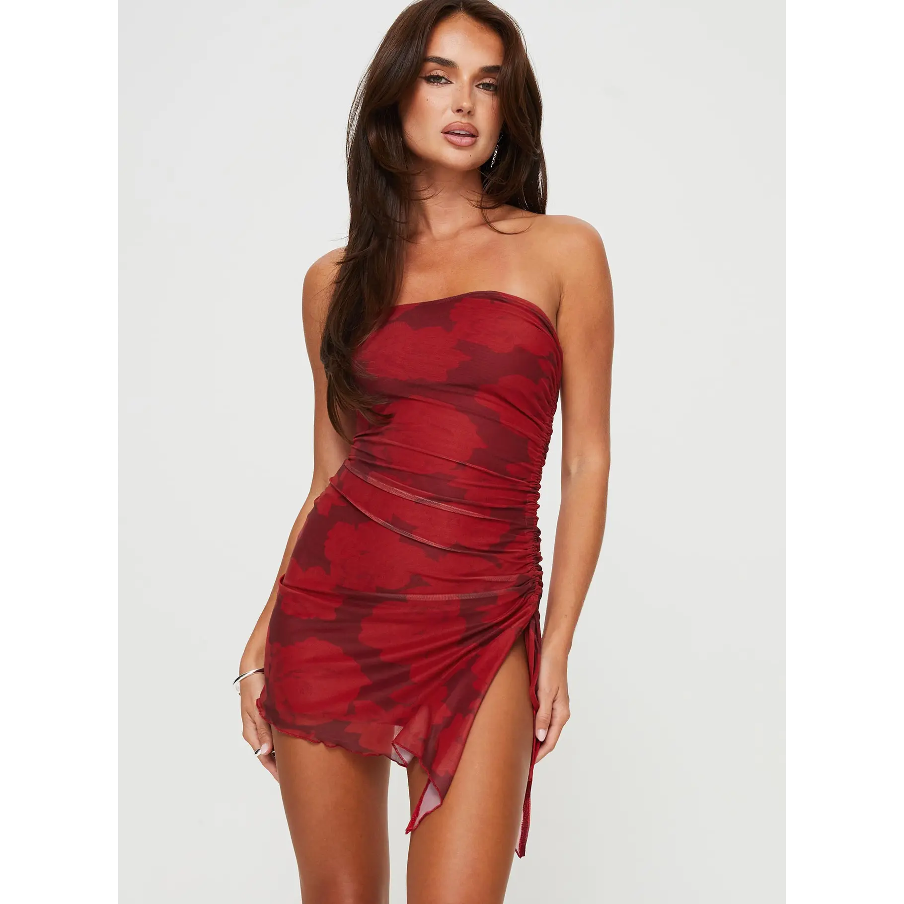 Donelli Mini Dress Burgundy / Red Floral - TikTok Shop