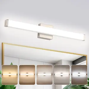 YHTlaeh Modern Bathroom Vanity Light 33.5inch 18W Dimmable 5CCT,Brushed Nickel Square LED Bathroom Light Fixture Over Mirror,Brushed Nickel Bar Vanity Light For Bathroom Mirror Restroom(ETL/FCC Certificated,IP44)