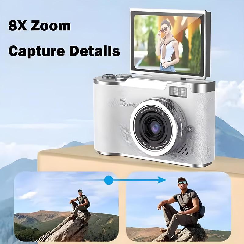Portable Digital Cam, Student Camera, Compact Pocket Camera, 180° Degree Flip Screen Camera For Women, Entry-Level 1080P Pink Camera With 32GB Memory Card, Video Vlog, Photography, Birthday, Christmas New Year Gift