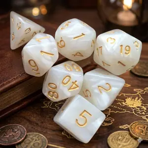 Premium Polyhedral Dice Set for DND RPG Tabletop Games, Shatterproof Acrylic 7-Die Pack with D4 D6 D8 D10 D12 D20, Dungeons and Dragons Accessories, Role Playing Game Gear for Parties and Dorm Fun