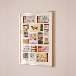 Vintage Matchbox Print, Trendy Matches Poster, Retro Matchbook Wall Art, Bar Cart Aesthetic Print For Apartment Decor Decoration Teen Room Decor Poster