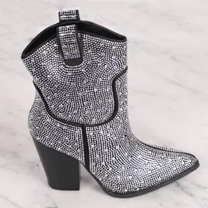 WADE-09 Women's Booties Slip On Rhinestone Embellished Girl Footwear