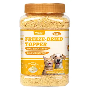 【Petlovers】Wellix 7.05oz Cat & Dog Freeze-Dried Cheese Topper - Shredded Cheese for Dogs & Cats | 3 Natural Ingredients Only | Low Calorie | Supports Strong Bones, Muscle Health & Nutrient Absorption#SummerVibes #PetLovers