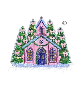 Sequins Pink Church Valentines Day Patch - Large