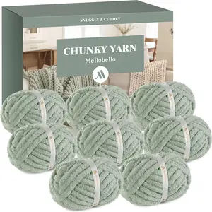 MelloBello Jumbo Chunky Yarn for Hand Knitting - Super Thick Chenille Chunky Yarn for Crocheting - Extra Soft Bulky Fluffy Blanket Big Yarn 8 Jumbo Pack (27yds,8 oz Each Skein)