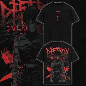 Jujutsu Kaisen Maki Zenin Destroy Everything Graphic Tee – Dark Anime Streetwear Shirt, JJK Manga Merch, Vintage Washed Anime T-Shirt, Oversized Otaku Fashion Apparel, Viral Anime Shirt for Men & Women Fans