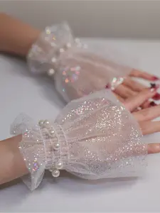 Pearl Sleeves Super Shiny Hot Powder Mesh Cuffs Wrist Cover Performance Nail Art Shooting Hand Sleeves