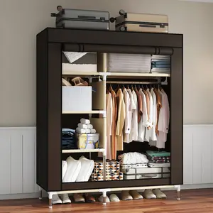 LEAIJIAFY Home Portable Wardrobe Sturdy Durable Clothes Storage Cabinet with 5 Stacking Areas & 1 Hanging Area Ideal for Bedrooms & Rental Apartments