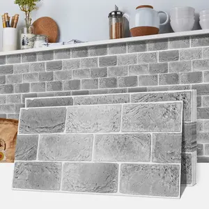 Light Brick PVC Self-Adhesive Ceramic Tile Set, Waterproof & Removable, Thick Soft Touch, 5.91x11.81 Inch, 5/15/30 Pieces, Kitchens Bathrooms
