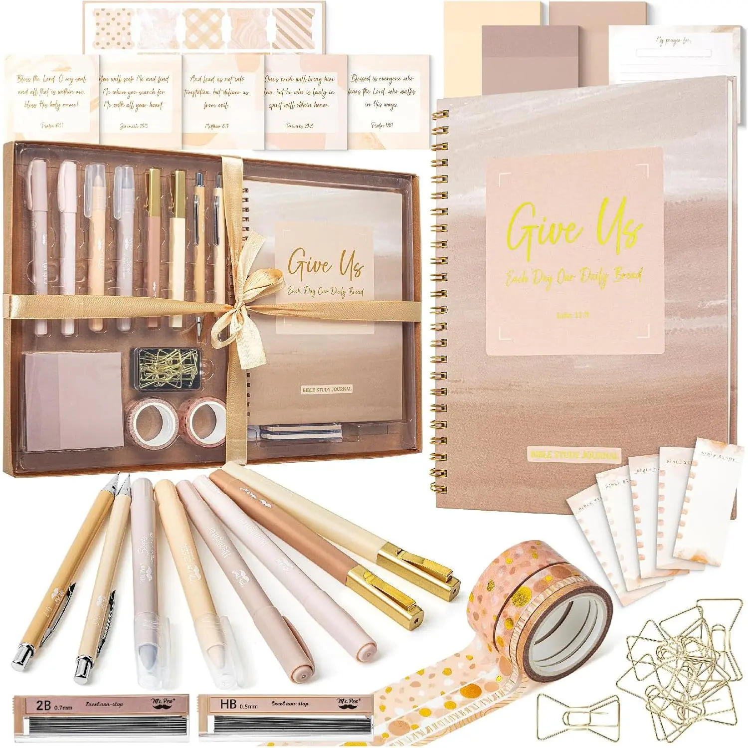 Women's Blush Gold Theme Bible Journaling Kit with Sticker - Home Organizer, Bible Study Supplies Set