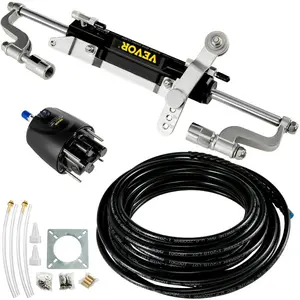 summervibes Hydraulic Outboard Steering Kit with 300HP Helm Pump, Compact Cylinder, Auto Parts Accessories, Boat Marine System Parts