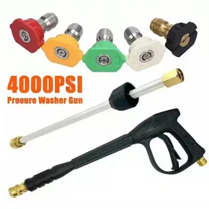 Portable 4000 PSI High-Pressure Hose Spray Gun with 3/4" And 1/2" Quick Connect Adapters Suitable for car washing and wall cleaning