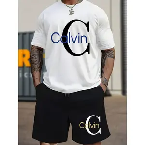Fashion Canvin Men's 2 Piece Outfit Matching T Shirt and Shorts Set Summer Look for Gym, Weekend, Vacation or Street Style Clothes Fabric