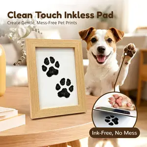 Inkless paw print kit for cats and dogs – clean and hygienic, the perfect keepsake for pet lovers – easily create paw and handprint keepsakes – includes 2 inkless ink pads and a natural wood frame.