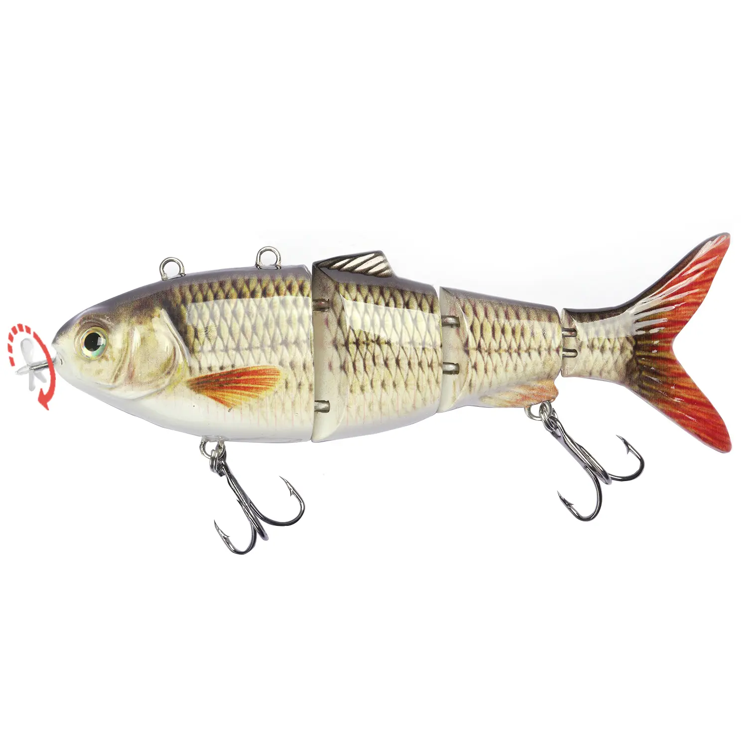 HADORAM Robotic Swimming Lure 5.1” Fishing Lure 4-Segement Multi Jointed Swimbait Electric Bait LED Light USB Rechargeable Robotic Lure for Bass Trout Pike Fishing Tackle for HADORAM.Lure