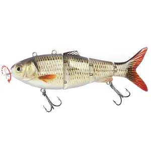 HADORAM Robotic Swimming Lure 5.1” Fishing Lure 4-Segement Multi Jointed Swimbait Electric Bait LED Light USB Rechargeable Robotic Lure for Bass Trout Pike Fishing Tackle for HADORAM.Lure