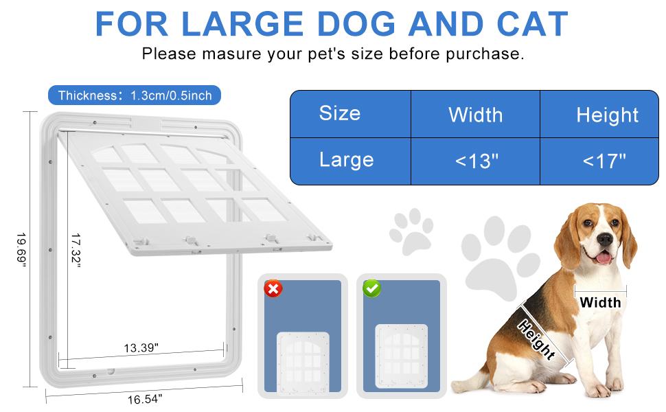 MORIKEY Large Dog Screen Door with Magnetic Self Closing Flap Easy In and Out Pet Door for Dogs and Cats Fits Screen Doors