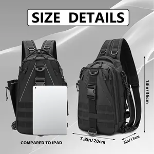 Tackle Sling Backpack with Rod Holder, Gear Holder, 1000D Nylon Material, Double Zippers, Unisex Fishing Tackle Not Included