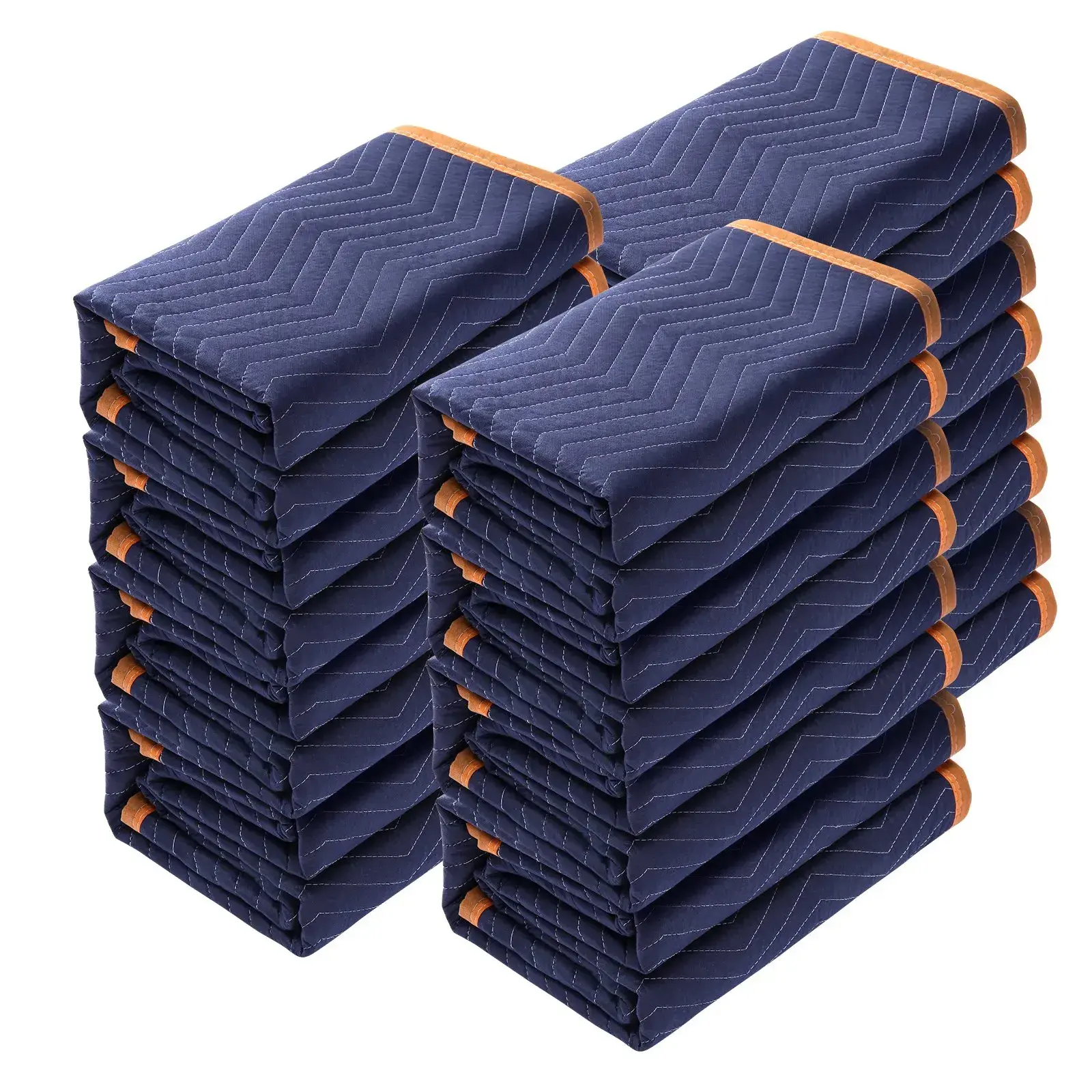 Moving Blankets, 12-Pack 80"x72" Professional Non-Woven Recycled Cotton Packing Blankets, Heavy-Duty Mover Pads for Furniture, Floor Protection, Blue/Orange