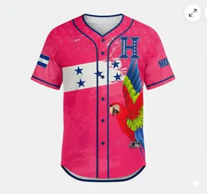 Honduras Baseball Jersey Pink Guacamaya Edition | Scarlet Macaw & Flag Catracho Sportswear | Men’s & Women’s Honduran Pride Patriotic Jersey Shirt