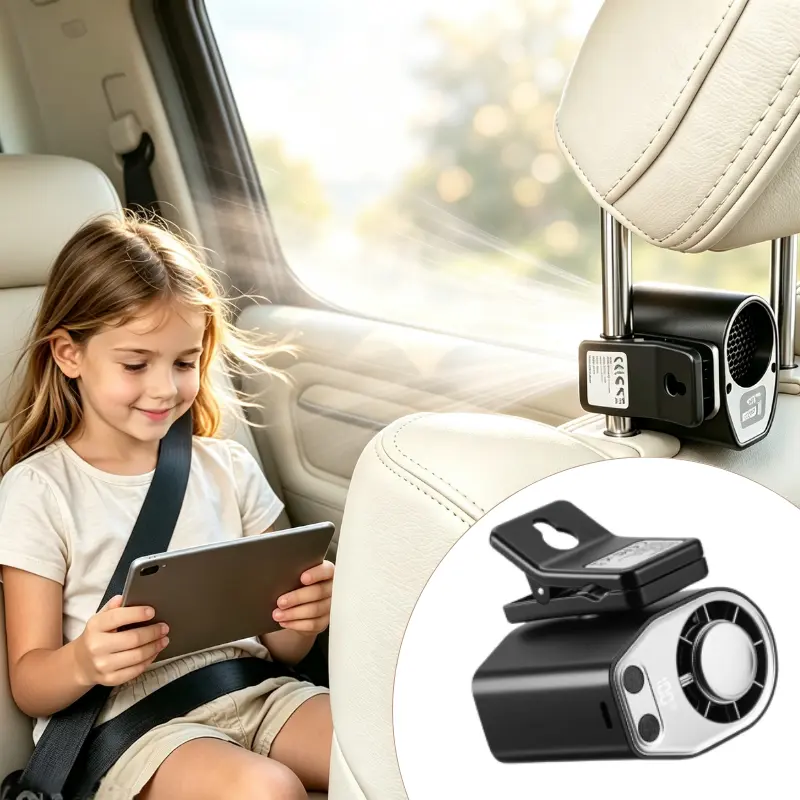 JOYTUTUS Car Fan 2026 Portable Car LCD Clip Personal Clip-On Fan - 360° Rotatable, 100-Speed Wind, 12V USB Rechargeable 1800mAh/3000mAh Battery-Powered Portable Fan, Low Noise, Clamp-Anywhere, Summerwins Car Accessories, Personal Fan, Cars