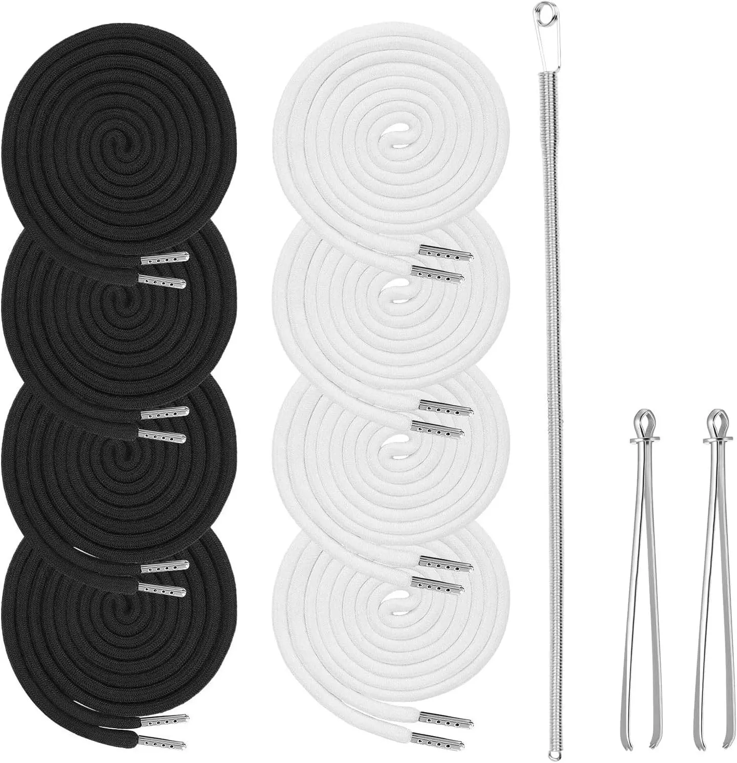 8PCS Drawstring Cord Paired with 3 Drawstring Threader Tools, Reliable for Sweatpants Shorts Pants Jackets Coats and Hoodies