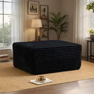 NMXVXMN 35.4" Plush Corduroy Cloud Velvet Boneless Ottoman for Sofa Couch, Ottoman Foot Rest, End of Bed Bench, No Assembly Required tool-free for Living Room, Bedroom, Entryway