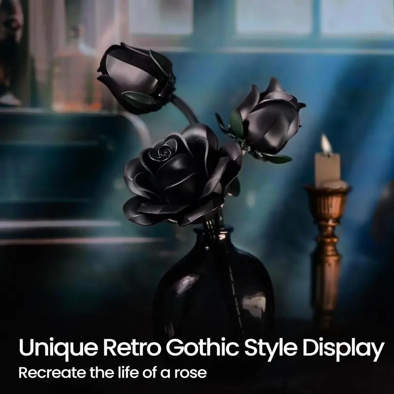 Black Rose Bouquet Building Block Set