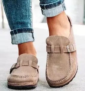 Suede slip on mules