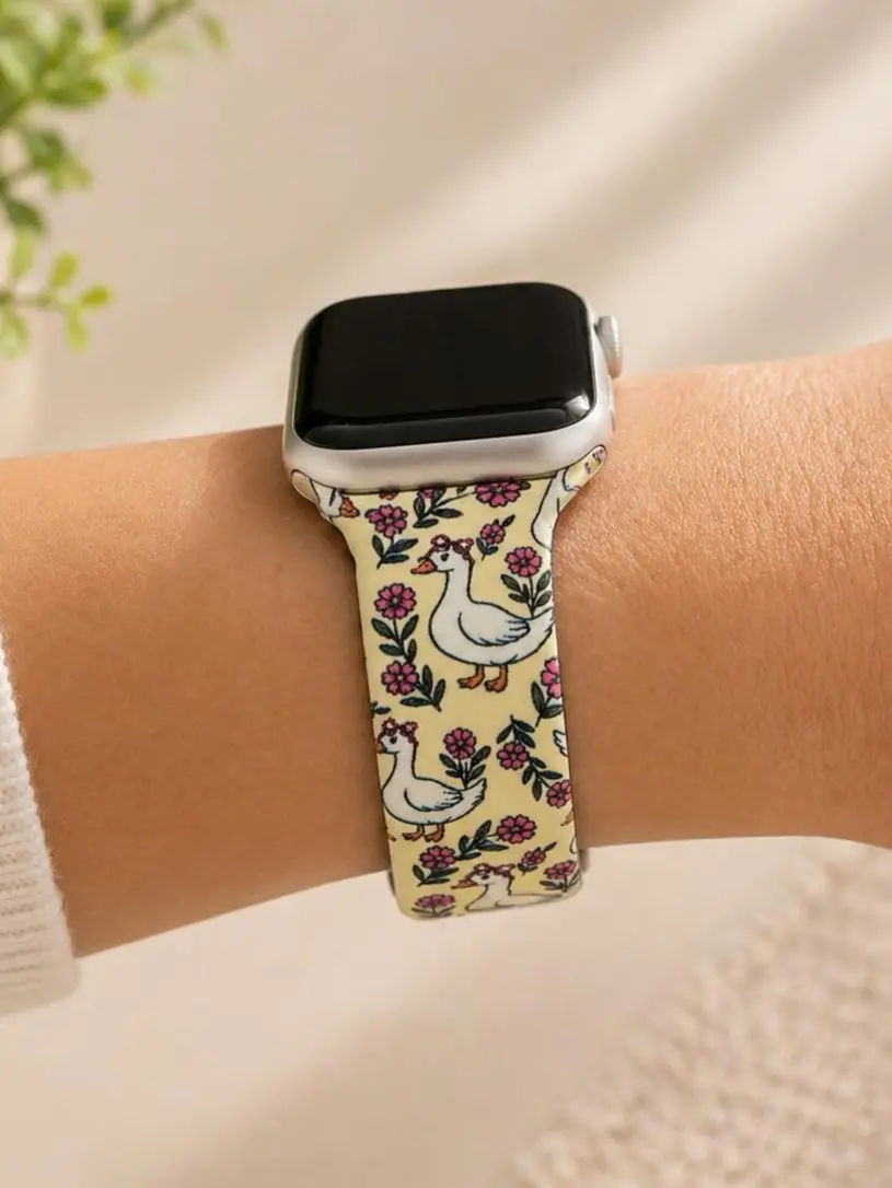 Floral Goose Watch Band – Cute Silicone Strap – Soft & Comfortable