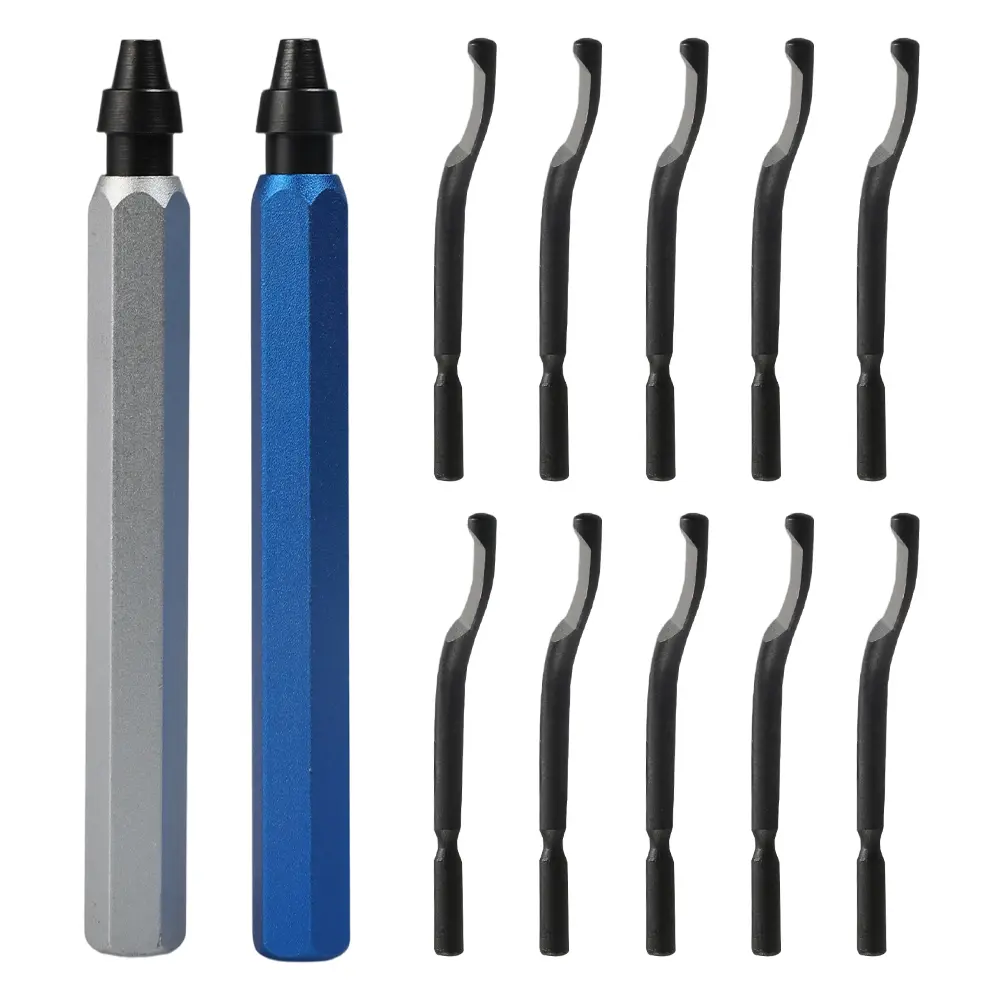 2PCS Deburring Tool Set + 10 BS1010 Steel Blades, 3D Printing Deburring Tools, Suitable for Metal, Resin, Copper, Plastic, PVC Pipes, and 3D Printed Edge Deburring Reamers