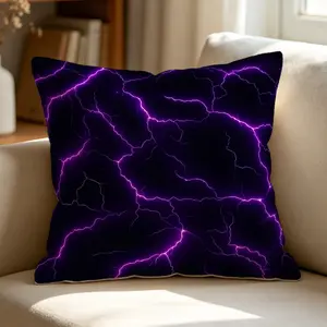 Lightning Print Throw Pillow, Black Red Thunderstorm Cushion, Cool Abstract Accent Pillow, Includes Pillow Core, Soft Plush Pillow for Teens Boys Bedroom, Living Room, Sofa, Couch Decor, Modern Gothic Style, Square Pillow Case with Insert