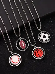 1 piece fashionable, fun new design pendant necklace—stylish yet versatile casual wear with a rotatable sports charm (football/soccer, basketball, baseball). Unisex accessory for sports enthusiasts; suitable as a commemorative gift for men and for everyda