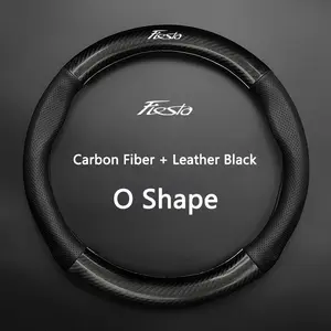 Car Anti-Slip Leather Steering Wheel Cover, Compatible with Ford Mustang, Mondeo, Focus, Fiesta, Puma, Edge, Explorer, Ecosport, Ranger, F150, Kuga, Fusion