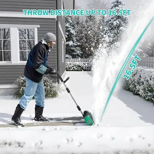 【Battery or Wired  】GARVEE 20V 12-Inch Cordless Brushless Electric Snow Shovel with 4.0Ah Battery，16.5ft Snow Throwing Distance, 4.7in Cleaning Depth for Driveway & Steps