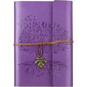 PU Leather Journal Notebook, Refillable Travel  Writing Journals Diary, Gifts for Women, Men, Teen Girls and Boys, 100GSM Lined Paper,160 Pages(Purple, A5 9.2" x 6.5")