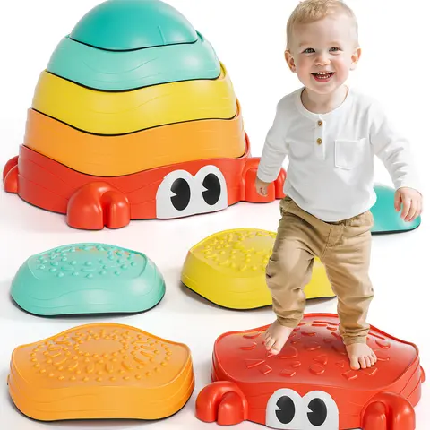 Lehoo Castle Non-Slip Hermit Crab Toddler Stepping Stones - Unisex BPA-Free Lightweight Portable Reinforced Balance Training Toy, 220 lbs Capacity, Indoor/Outdoor Science & City Simulation Motor Skills Sensory Play for 3-5 Yrs Olds
