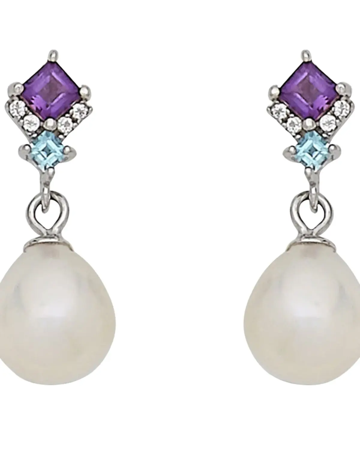 Kelly Herd Women's Women'S Amethyst And Topaz Teardrop Pearl Earrings - Epk6125
