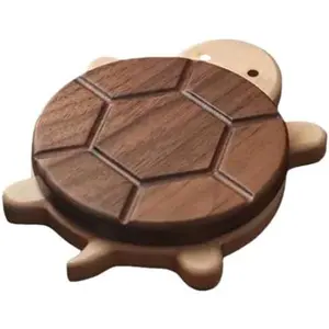 Adorable Turtle Wooden Coaster -  Heat-Resistant Drink Holder,  Turtle Design for Coffee, , and Mug, for  Decor and Kitchen