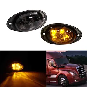 2PCS Smoked Lens Amber LED Cab Sidemarker Turn Signal Lights For Freightliner Cascadia 2008 2009 2010 2011 2012 2013 2014 2015 2016 2017 Replace OEM A06-58770-000 27620C4, 22141268