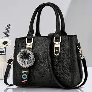 Fashionable PU Leather Women's Quilted Handbag with Ball Pendant - Leather Handbag Crossbody, Trendy Shoulder Bag, Ideal Mother's Day Gift for Mom's Daily Use, Fashionable Handbag