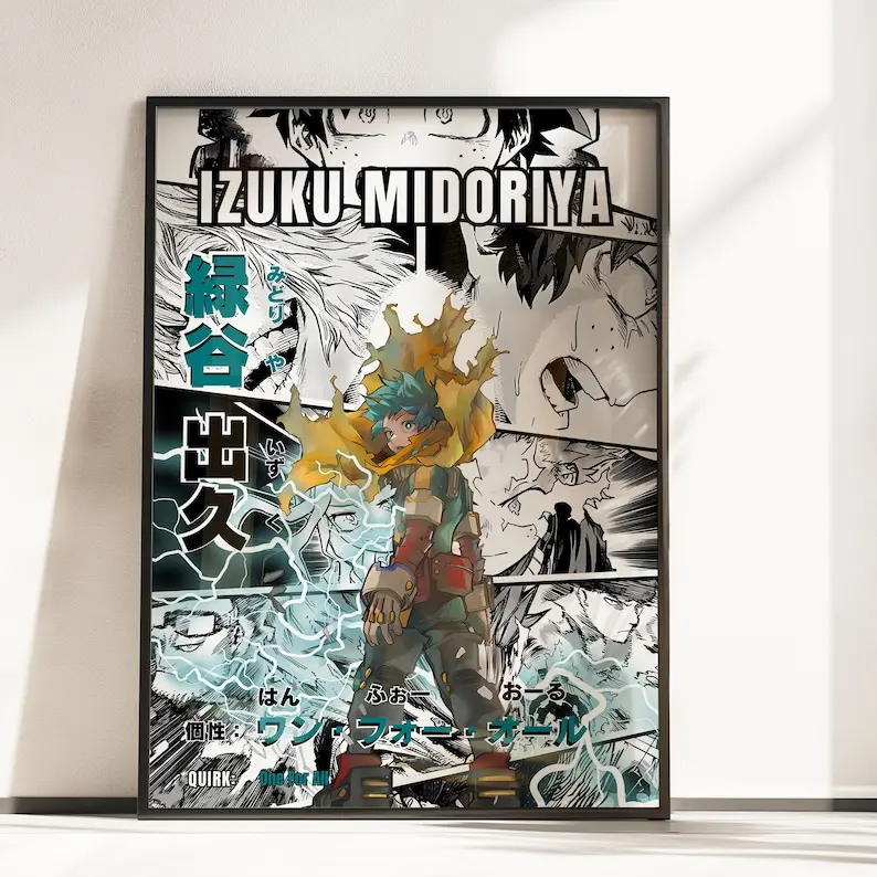 Izuku Midoriya Poster: My Hero Academia, Deku One For All Art