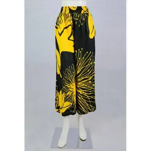 Hawaiian Print Haleiwa Pants - Yellow Lehua Flower