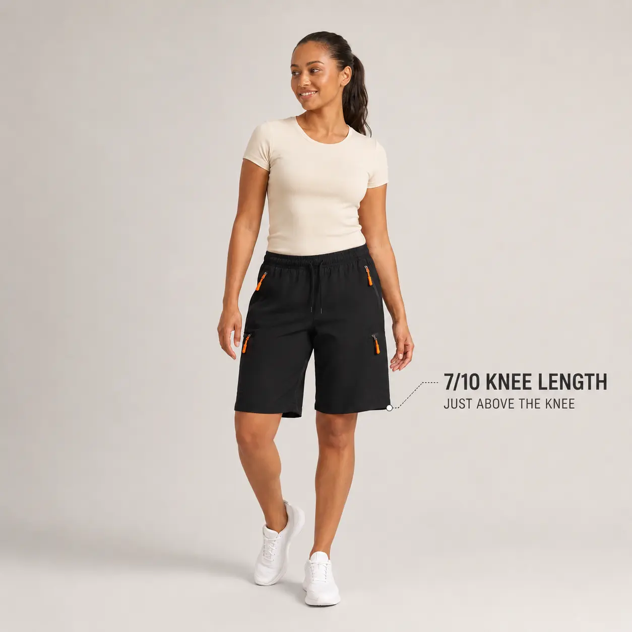 BAMIX Women's High Waist Relaxed Fit 4 Cargo Pockets 4-Way Stretch 2026 Hiking Shorts - S-3XL Polyester Blend Active Wear, Shorts for Women for Workouts, Casual Summer Outdoor Use, Stretch Fabric, Universal Sport, Quick Dry, 4‑Pocket Carry