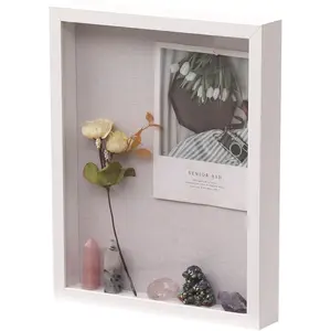 11x14 Shadow Box Frame with Linen Backboard & Real Glass,  Display Case, Deep  to Hang The Photos, Tickets, Wedding Bouquets, Medals,   Memorabilia,White