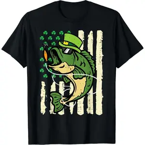 St Patricks Day Fish US Flag Saint Pattys Men Women Gift Unisex T-Shirt